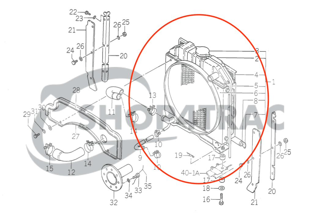 Radiator Iseki | TU1700 | TU1900 | TU2100 | TE3210 | Shop4Trac